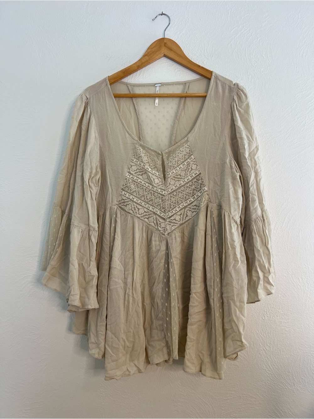 Free People Embroidered Peasant Blouse size Large